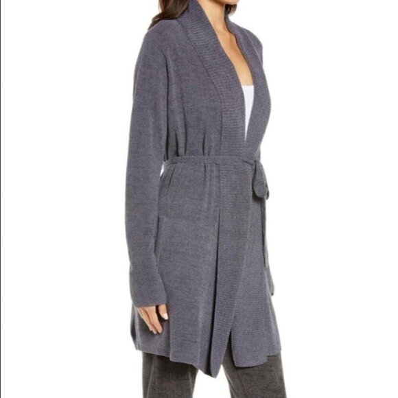 💕BAREFOOT DREAMS💕 CozyChic Drape Rib Cardigan Ultra Lite Pacific Blue L NWT - Picture 5 of 16